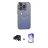 MARSİLYAN™- iPhone 15 Pro Kılıf Pusula Form - Siyah Bilvis 5in1 3D Magic Cam Ekran Koruyucu + Gümüş Raze Metal Kamera Lens