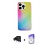 MARSİLYAN™- iPhone 15 Pro Kılıf Pusula Form - Siyah Bilvis 5in1 3D Magic Cam Ekran Koruyucu + Raze Metal Kamera Lens - LT