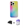 MARSİLYAN™- iPhone 15 Pro Kılıf Pusula Form - Siyah Bilvis 5in1 3D Magic Cam Ekran Koruyucu + Raze Metal Kamera Lens - SH