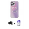 MARSİLYAN™- iPhone 15 Pro Kılıf Pusula Form - Siyah Bilvis 5in1 3D Magic Cam Ekran Koruyucu + Raze Metal Kamera Lens - SH
