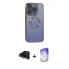 MARSİLYAN™- iPhone 15 Pro Kılıf Pusula Form - Siyah Bilvis 5in1 3D Magic Cam Ekran Koruyucu + Raze Metal Kamera Lens - SH