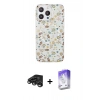 MARSİLYAN™- iPhone 15 Pro Kılıf Pusula Form - Siyah Bilvis 5in1 3D Magic Cam Ekran Koruyucu + Raze Metal Kamera Lens - TMGI