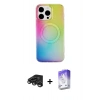 MARSİLYAN™- iPhone 15 Pro Kılıf Pusula Form - Siyah Bilvis 5in1 3D Magic Cam Ekran Koruyucu + Raze Metal Kamera Lens - TMGI
