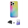 MARSİLYAN™- iPhone 15 Pro Kılıf Pusula Form - Siyah Bilvis 5in1 5D Magic Hayalet Cam Ekran Koruyucu + Raze Metal Kamera Lens - GS