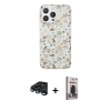 MARSİLYAN™- iPhone 15 Pro Kılıf Pusula Form - Siyah Bilvis Hayalet Cam Ekran Koruyucu + Lacivert Raze Metal Kamera Lens
