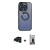 MARSİLYAN™- iPhone 15 Pro Kılıf Pusula Form - Siyah Bilvis Hayalet Cam Ekran Koruyucu + Raze Metal Kamera Lens - LT