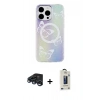 MARSİLYAN™- iPhone 15 Pro Kılıf Pusula Form - Siyah Bilvis Hayalet Cam Ekran Koruyucu + Raze Metal Kamera Lens - LT