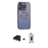 MARSİLYAN™- iPhone 15 Pro Kılıf Pusula Form - Siyah Bilvis Hayalet Cam Ekran Koruyucu + Lacivert Raze Metal Kamera Lens