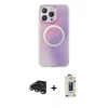 MARSİLYAN™- iPhone 15 Pro Kılıf Pusula Form - Siyah Bilvis Hayalet Cam Ekran Koruyucu + Raze Metal Kamera Lens - TMGI