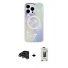 MARSİLYAN™- iPhone 15 Pro Kılıf Pusula Form - Siyah Bilvis Hayalet Cam Ekran Koruyucu + Raze Metal Kamera Lens - TMGI