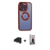 MARSİLYAN™- iPhone 15 Pro Kılıf Pusula Form - Siyah Bilvis Hayalet Cam Ekran Koruyucu + Raze Metal Kamera Lens - TMGI