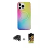 MARSİLYAN™- iPhone 15 Pro Kılıf Pusula Form - Siyah Buffer Cam Ekran Koruyucu + Raze Metal Kamera Lens - GS
