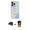 MARSİLYAN™- iPhone 15 Pro Kılıf Pusula Form - Siyah Buffer Cam Ekran Koruyucu + Raze Metal Kamera Lens - GS