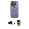 MARSİLYAN™- iPhone 15 Pro Kılıf Pusula Form - Siyah Buffer Cam Ekran Koruyucu + Raze Metal Kamera Lens - LT