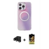 MARSİLYAN™- iPhone 15 Pro Kılıf Pusula Form - Siyah Buffer Cam Ekran Koruyucu + Raze Metal Kamera Lens - SH