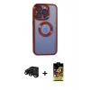 MARSİLYAN™- iPhone 15 Pro Kılıf Pusula Form - Siyah Buffer Cam Ekran Koruyucu + Raze Metal Kamera Lens - SH