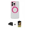 MARSİLYAN™- iPhone 15 Pro Kılıf Pusula Form - Siyah Buffer Cam Ekran Koruyucu + Raze Metal Kamera Lens - SH