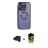 MARSİLYAN™- iPhone 15 Pro Kılıf Pusula Form - Siyah Buffer Cam Ekran Koruyucu + Raze Metal Kamera Lens - TMGI