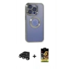 MARSİLYAN™- iPhone 15 Pro Kılıf Pusula Form - Siyah Buffer Cam Ekran Koruyucu + Raze Metal Kamera Lens - TMGI