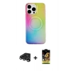 MARSİLYAN™- iPhone 15 Pro Kılıf Pusula Form - Siyah Buffer Cam Ekran Koruyucu + Raze Metal Kamera Lens - TMGI