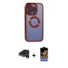 MARSİLYAN™- iPhone 15 Pro Kılıf Pusula Form - Siyah Buffer Hayalet Cam Ekran Koruyucu + Gümüş Raze Metal Kamera Lens