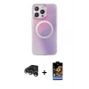 MARSİLYAN™- iPhone 15 Pro Kılıf Pusula Form - Siyah Buffer Hayalet Cam Ekran Koruyucu + Raze Metal Kamera Lens - GS
