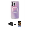 MARSİLYAN™- iPhone 15 Pro Kılıf Pusula Form - Siyah Buffer Hayalet Cam Ekran Koruyucu + Raze Metal Kamera Lens - SH