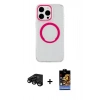 MARSİLYAN™- iPhone 15 Pro Kılıf Pusula Form - Siyah Buffer Hayalet Cam Ekran Koruyucu + Raze Metal Kamera Lens - SH