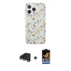 MARSİLYAN™- iPhone 15 Pro Kılıf Pusula Form - Siyah Buffer Hayalet Cam Ekran Koruyucu + Titanyum Gri Raze Metal Kamera Lens