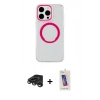 MARSİLYAN™- iPhone 15 Pro Kılıf Pusula Form - Siyah Joko 5D Cam + Raze Metal Kamera Lens - TMGI