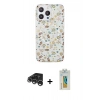 MARSİLYAN™- iPhone 15 Pro Kılıf Pusula Form - Siyah Polymer Nano Ekran Koruyucu + Raze Metal Kamera Lens - GS
