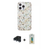 MARSİLYAN™- iPhone 15 Pro Kılıf Pusula Form - Siyah Polymer Nano Ekran Koruyucu + Raze Metal Kamera Lens - LT