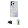 MARSİLYAN™- iPhone 15 Pro Kılıf Pusula Form - Siyah Polymer Nano Ekran Koruyucu + Raze Metal Kamera Lens - LT