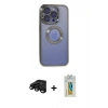 MARSİLYAN™- iPhone 15 Pro Kılıf Pusula Form - Siyah Polymer Nano Ekran Koruyucu + Raze Metal Kamera Lens - SH