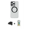 MARSİLYAN™- iPhone 15 Pro Kılıf Pusula Form - Siyah Polymer Nano Ekran Koruyucu + Raze Metal Kamera Lens - TMGI