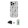 MARSİLYAN™- iPhone 15 Pro Kılıf Pusula Form - Siyah Polymer Nano Ekran Koruyucu + Raze Metal Kamera Lens - SH