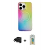 MARSİLYAN™- iPhone 15 Pro Kılıf Pusula Form - Siyah Polymer Nano Ekran Koruyucu + Raze Metal Kamera Lens - SH