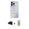 MARSİLYAN™- iPhone 15 Pro Kılıf Pusula Form - Siyah Polymer Nano Ekran Koruyucu + Raze Metal Kamera Lens - SH