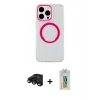 MARSİLYAN™- iPhone 15 Pro Kılıf Pusula Form - Siyah Polymer Nano Ekran Koruyucu + Raze Metal Kamera Lens - SH