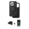 MARSİLYAN™- iPhone 15 Pro Kılıf Pusula Işık Koleksiyonu - Siyah 360 Mat Full Body Arka Koruyucu + Raze Metal Kamera Lens - LT