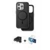 MARSİLYAN™- iPhone 15 Pro Kılıf Pusula Işık Koleksiyonu - Siyah 3D Antistatik Cam Ekran Koruyucu + Raze Metal Kamera Lens - GS
