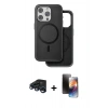 MARSİLYAN™- iPhone 15 Pro Kılıf Pusula Işık Koleksiyonu - Siyah 3D Antistatik Mat Seramik Nano Ekran Koruyucu + Raze Metal Kamera Lens - LT