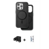 MARSİLYAN™- iPhone 15 Pro Kılıf Pusula Işık Koleksiyonu - Siyah Bilvis 0.18mm Plus Cam Ekran Koruyucu + Raze Metal Kamera Lens - SH