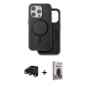 MARSİLYAN™- iPhone 15 Pro Kılıf Pusula Işık Koleksiyonu - Siyah Bilvis Hayalet Cam Ekran Koruyucu + Raze Metal Kamera Lens - SH