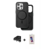 MARSİLYAN™- iPhone 15 Pro Kılıf Pusula Işık Koleksiyonu - Siyah Joko 5D Cam + Raze Metal Kamera Lens - GS