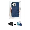 MARSİLYAN™- iPhone 15 Pro Kılıf Pusula Modern - Siyah 3D Antistatik Cam Ekran Koruyucu + Raze Metal Kamera Lens - SH