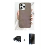 MARSİLYAN™- iPhone 15 Pro Kılıf Pusula Modern - Siyah 3D Antistatik Hayalet Cam Ekran Koruyucu + Raze Metal Kamera Lens - LT