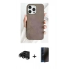 MARSİLYAN™- iPhone 15 Pro Kılıf Pusula Modern - Siyah 3D Antistatik Hayalet Cam Ekran Koruyucu + Raze Metal Kamera Lens - SH