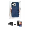 MARSİLYAN™- iPhone 15 Pro Kılıf Pusula Modern - Siyah 3D Antistatik Mat Seramik Nano Ekran Koruyucu + Raze Metal Kamera Lens - GS