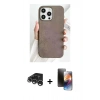 MARSİLYAN™- iPhone 15 Pro Kılıf Pusula Modern - Siyah 3D Antistatik Mat Seramik Nano Ekran Koruyucu + Raze Metal Kamera Lens - GS